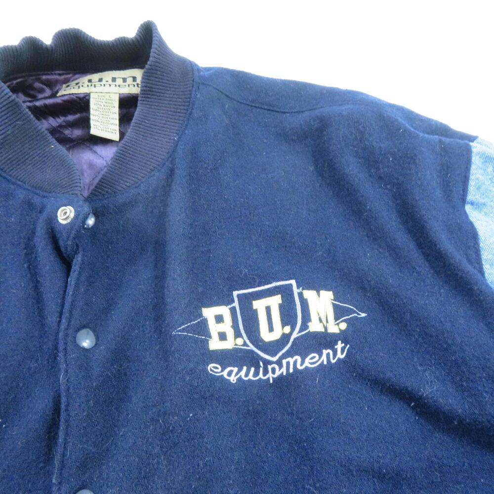 B.U.M. Equipment Letterman Embroidered Blue Sz XL 1990s BUM - Picture 5 of 5